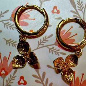 Gold Floral Hoop Earrings